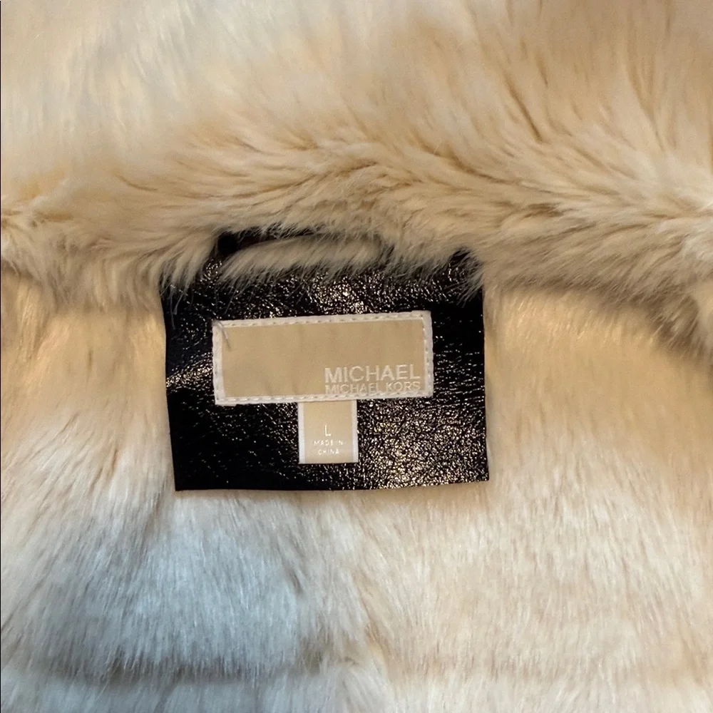 Michael Kors Women's Black and Cream Faux Fur Jacket